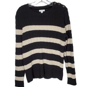 Charter Club Metallic Cable Knit Sweater Striped Casual Dressy Cotton Blend XL